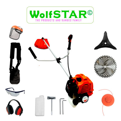 *OFERTE-DE-VARA* Set Motocoasa WolfSTAR RED 6100, 6.1 kW, cu Accesorii, + Angrenaj Tip Prasitoare
