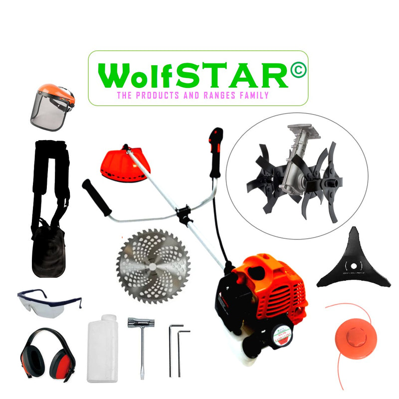 Set Motocoasa WolfSTAR RED 6100, 6.1 kW, cu Accesorii, + Angrenaj Tip Cultivator