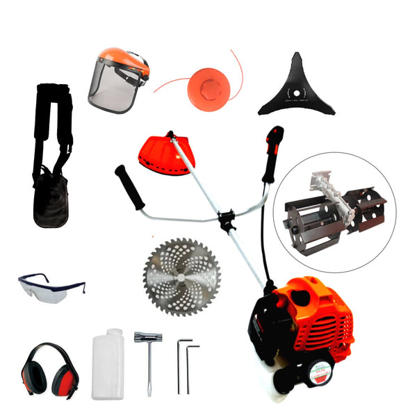 Set Motocoasa WolfSTAR RED 6100, 6.1 kW, cu Accesorii, + Angrenaj Tip Prasitoare