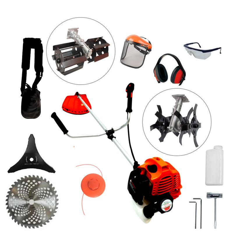 Set Motocoasa WolfSTAR RED 6100, 6.1 kW, cu Accesorii, + Angrenaj Tip Prasitoare, + Angrenaj Tip Cultivator