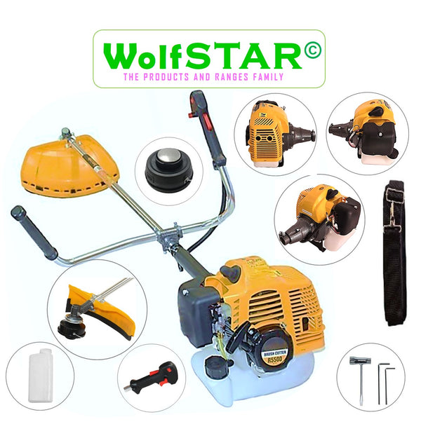 *PROMO* Motocoasa WolfSTAR 7CP, in Set Tambur Fir + Disc Metal 3 lame, R5500-YELLOW, 5.5kW