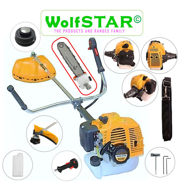 SET Motocoasa 7CP WolfSTAR, 5.5kW, in Set Tambur Fir + Accesorii, R5500, YELLOW, + CAP TIP DRUJBA