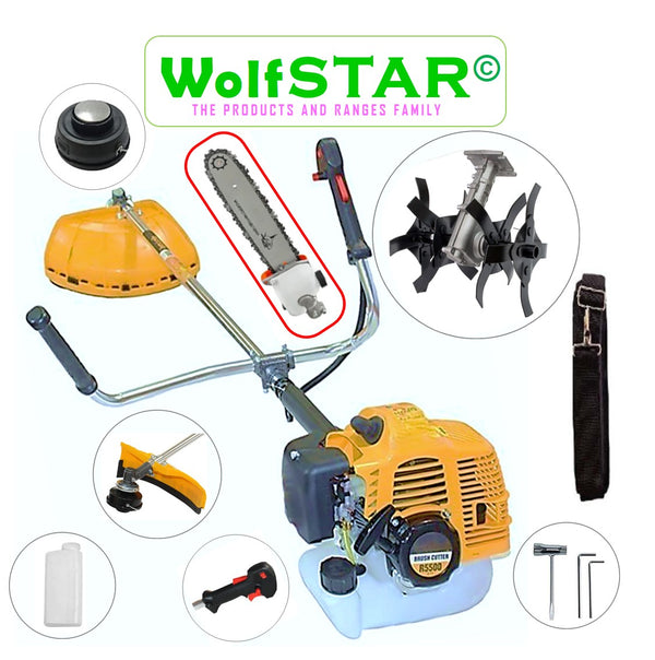 SET Motocoasa 7CP WolfSTAR, 5.5kW, in Set Tambur Fir + Accesorii, R5500, YELLOW, +CAP TIP DRUJBA, +CULTIVATOR