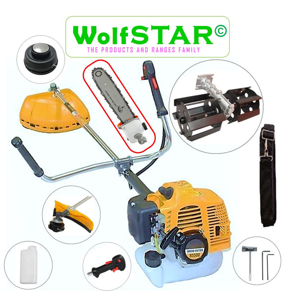 SET Motocoasa 7CP WolfSTAR, 5.5kW, in Set Tambur Fir + Accesorii, R5500, YELLOW, +CAP TIP DRUJBA, +PRASITOARE