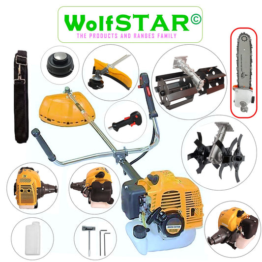 SET Motocoasa 7CP WolfSTAR, 5.5kW, in Set Tambur Fir + Accesorii, R5500, YELLOW, +PRASITOARE, +CULTIVATOR, +CAP TIP DRUJBA