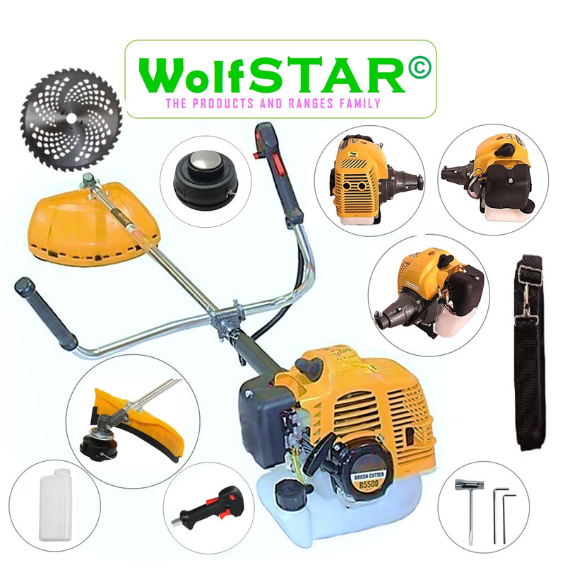 Motocoasa 7CP WolfSTAR, 5.5kW, in Set Tambur Fir +Accesorii + 1xDisc Vidia D230, R5500-YELLOW