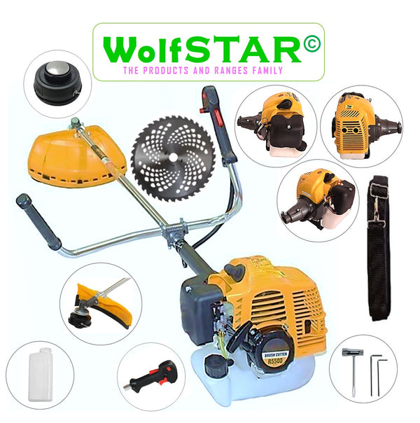 Motocoasa 7CP WolfSTAR, 5.5kW, in Set Tambur Fir +Accesorii + 1xDisc Vidia D255, R5500-YELLOW