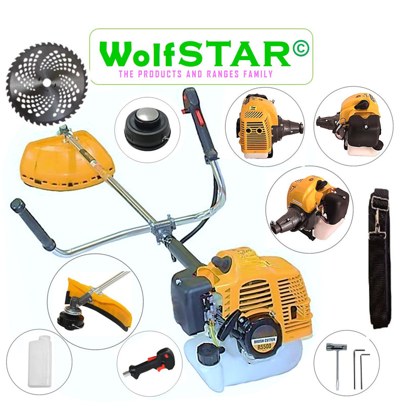 Motocoasa 7CP WolfSTAR, 5.5kW, in Set Tambur Fir +Accesorii + 1xDisc Vidia D255, R5500-YELLOW