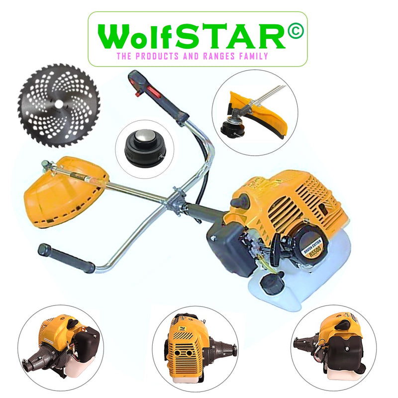 Motocoasa 7CP WolfSTAR, 5.5kW, in Set Tambur Fir +Accesorii + 1xDisc Vidia D255, R5500-YELLOW