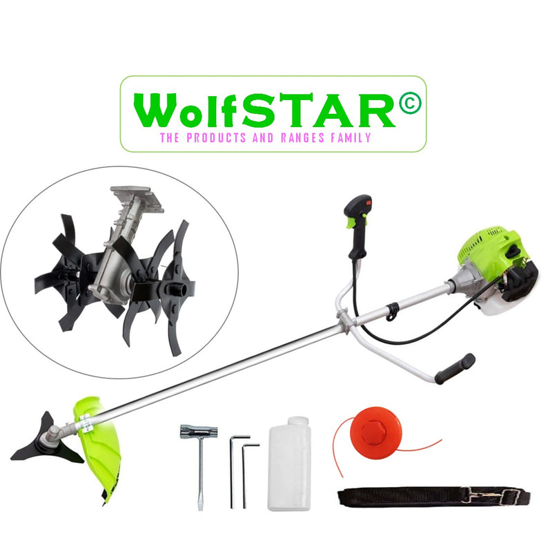 *PROMO* Motocoasa WolfSTAR, 5.6kW, SET cu Tambur Fir + Disc Metal 3 lame,+Cultivator, X5600PRO