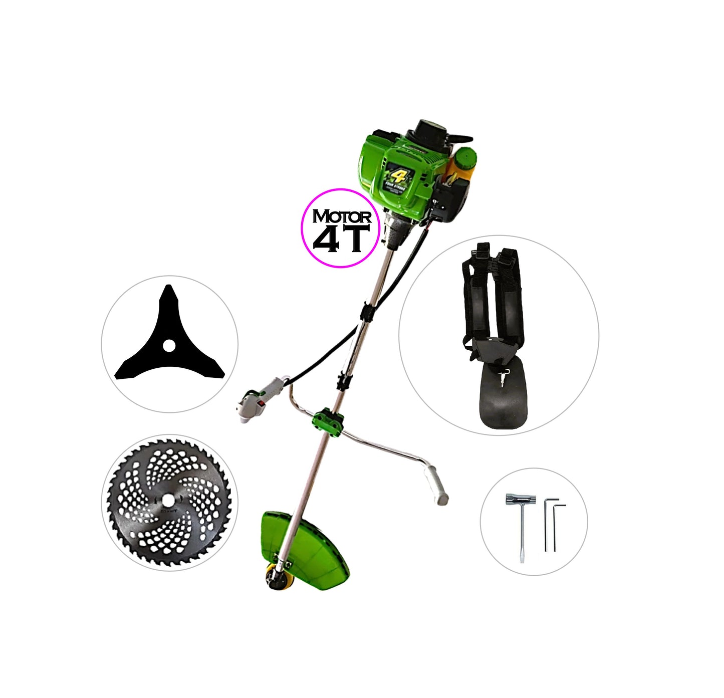 *BuzZ* Motocoasa WolfSTAR© 4 TiMPi, benzina, SPARK-GREEN 6CP, baie ulei separata, + sistem taiere