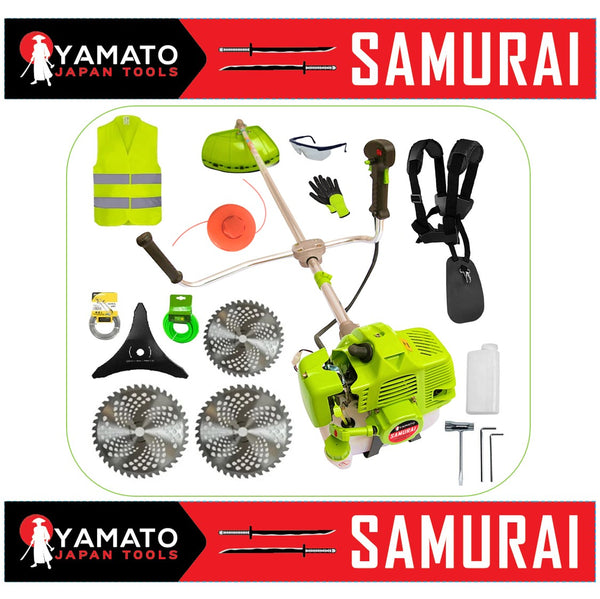 SET Motocoasa YAMATO SAMURAi 6.57CP, 9000Rpm, 3 x Discuri Vidia, EXTRA Accesorii