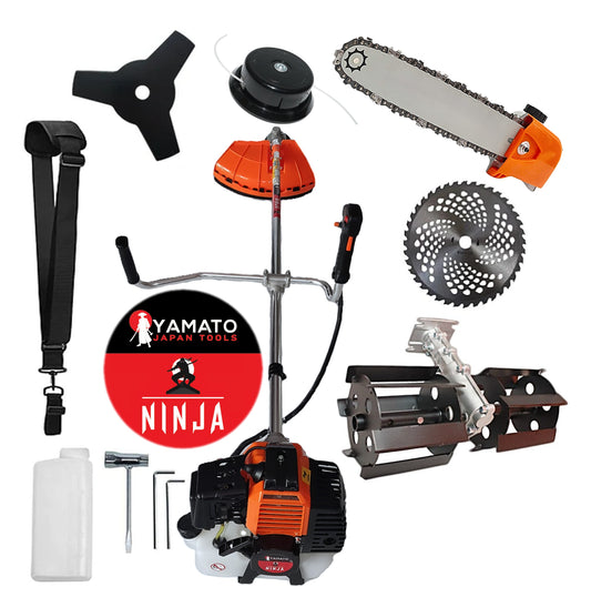 SET CAP DRUJBA+PRASITOARE+Motocoasa Multifunctionala YAMATO® JAPAN TOOLS Model NINJA-6CP, cu accesorii si Discuri