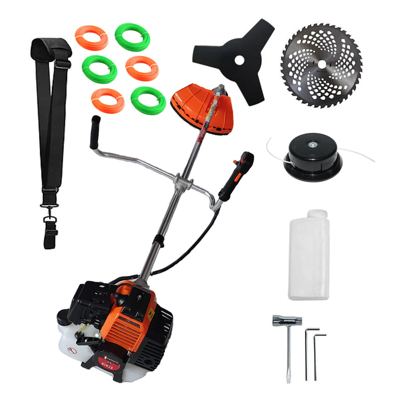 Motocoasa Multifunctionala YAMATO® JAPAN TOOLS Model NINJA-6CP, Negru-Portocaliu, accesorii incluse, SET Extra-Fire Taiere