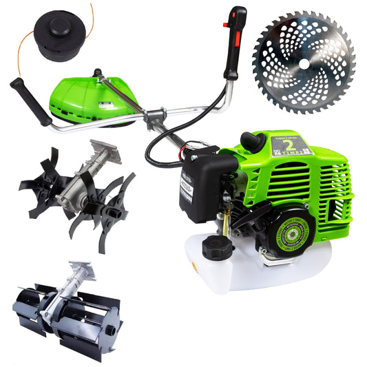 Set Motocoasa E-FERMIERUL GT6HP-BM-2T, GREEN-Neon, 9.6CP + Cap Cultivator + Cap Prasitoare + Extra Disc Vidia CADOU