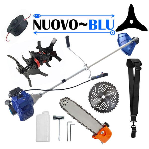 CULTIVATOR PREMIUM+CAP DRUJBA+Motocoasa NUOVO-BLUe Fuel-Economy 3.4CP, Disc Vidia, Disc Stea, accesorii incluse