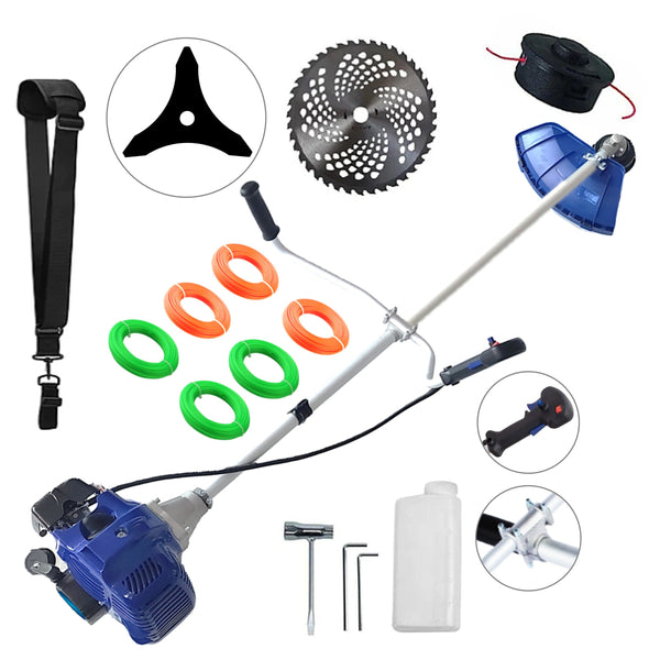 Motocoasa NUOVO-BLUe Fuel-Economy 3.4CP, Discuri si Accesorii incluse, SET FIR TAIERE