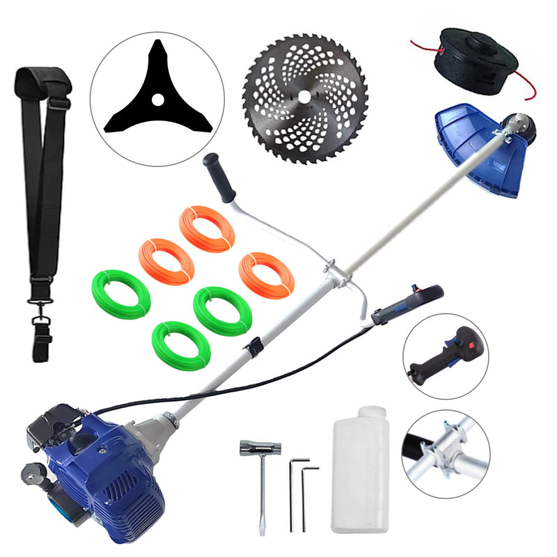 SEZONUL-OFERTELOR Motocoasa NUOVO-BLUe Fuel-Economy 3.4CP, Discuri si Accesorii incluse, SET FIR TAIERE