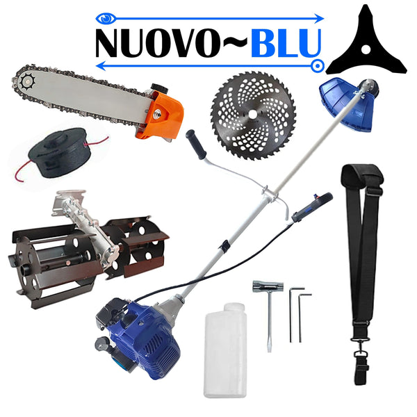 PRASITOARE+CAP DRUJBA+Motocoasa NUOVO-BLUe Fuel-Economy 3.4CP, Disc Vidia, Disc Stea, accesorii incluse