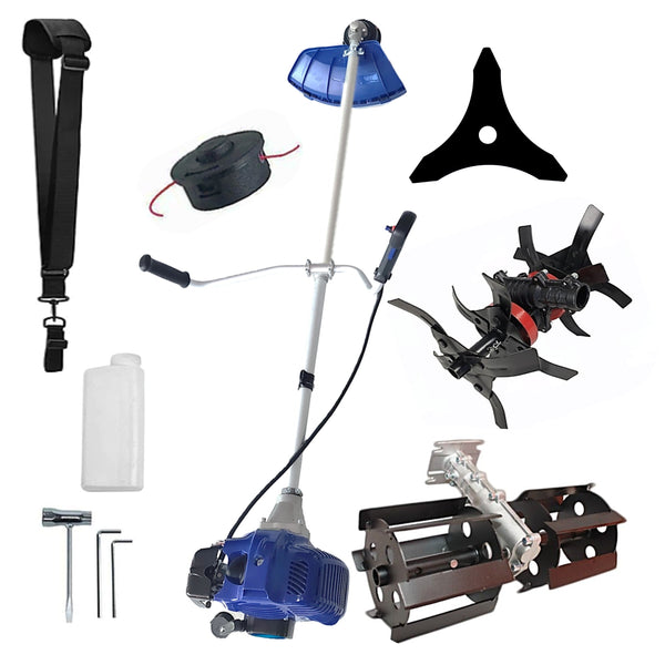 PRASITOARE+CULTIVATOR PREMIUM+Motocoasa NUOVO-BLUe Fuel-Economy 3.4CP, Disc Stea, accesorii incluse