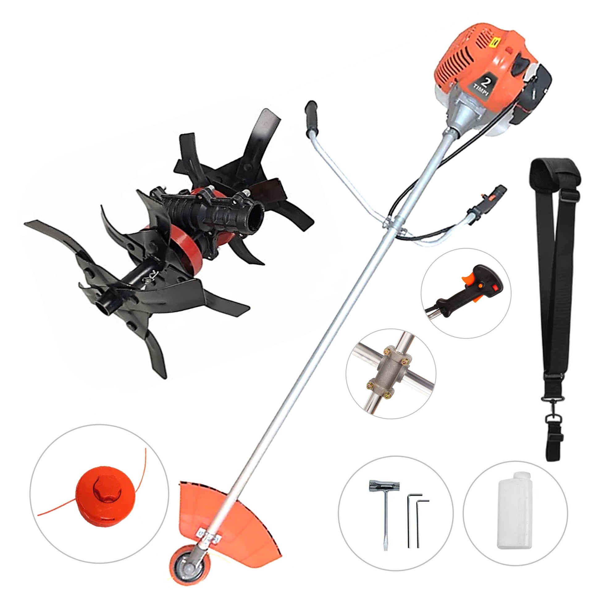 Motocoasa WolfSTAR© motor benzina 2 timpi, 6CP, 52cc, 11.000RPM, + CULTIVATOR PREMIUM