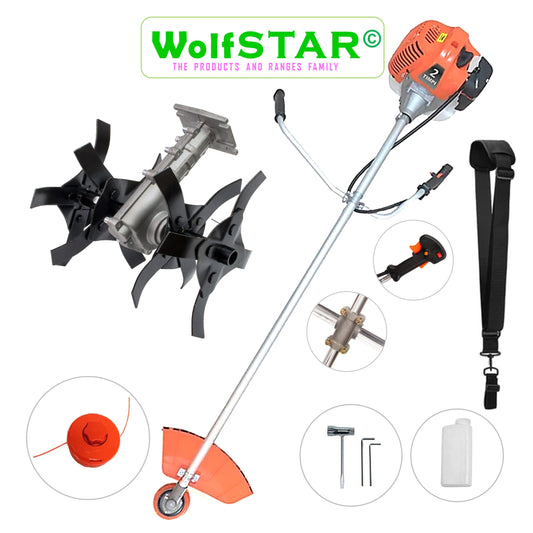 Motocoasa WolfSTAR© motor benzina 2 timpi, 6CP, 52cc, 11.000RPM, + CULTIVATOR