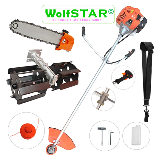 Motocoasa WolfSTAR© motor benzina 2 timpi, 6CP, 52cc, 11.000RPM, + Cap DRUJBA si PRASITOARE