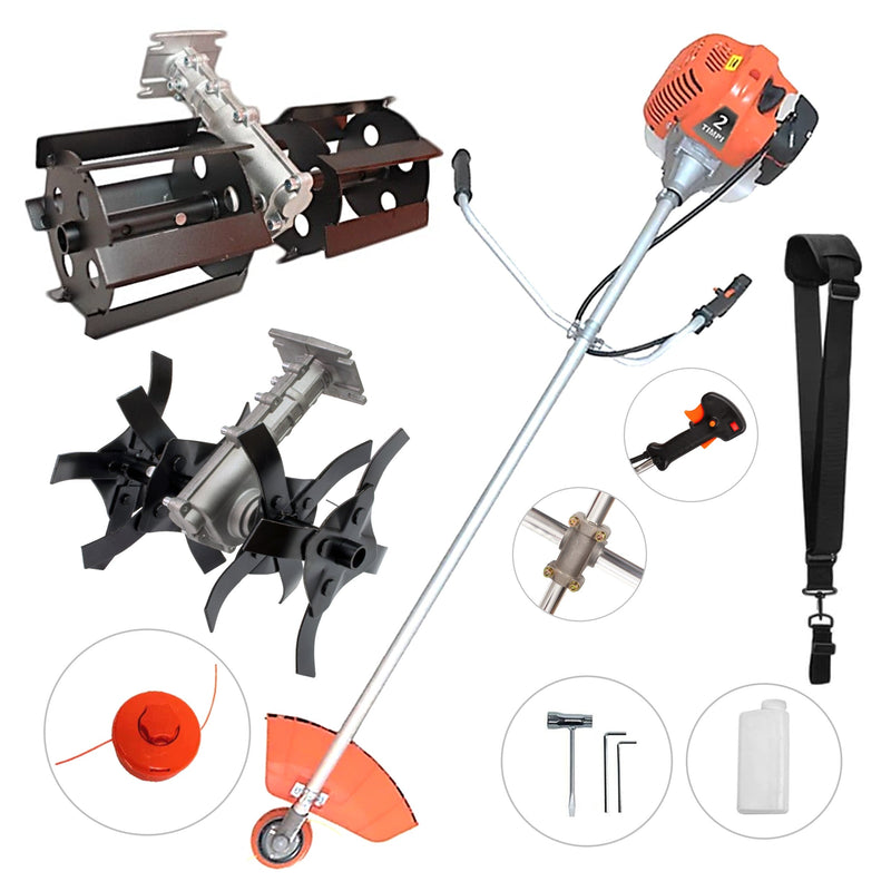 PRIMAVARA-OFERTELOR Motocoasa pe benzina WolfSTAR©, 6CP, 52cc, 11.000RPM, +PRASITOARE, CULTIVATOR