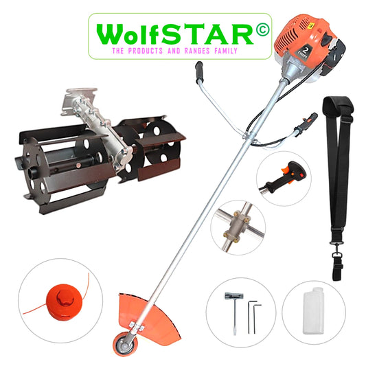 Motocoasa WolfSTAR© motor benzina 2 timpi, 6CP, 52cc, 11.000RPM, + PRASITOARE