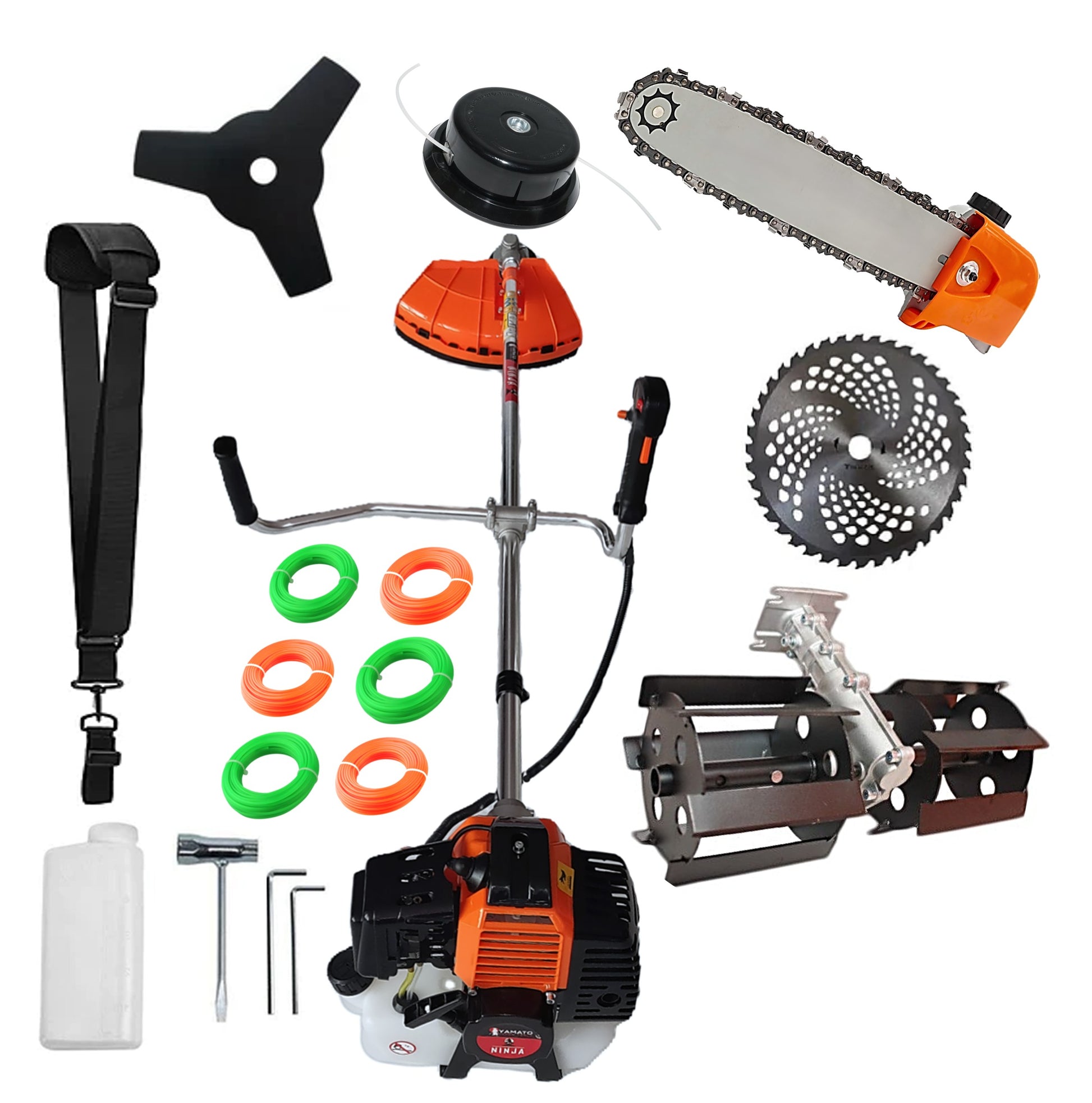 SET PRASITOARE+CAP DRUJBA+Motocoasa Multifunctionala YAMATO® JAPAN TOOLS Model NINJA-6CP, cu accesorii+EXTRA Fire Taiere