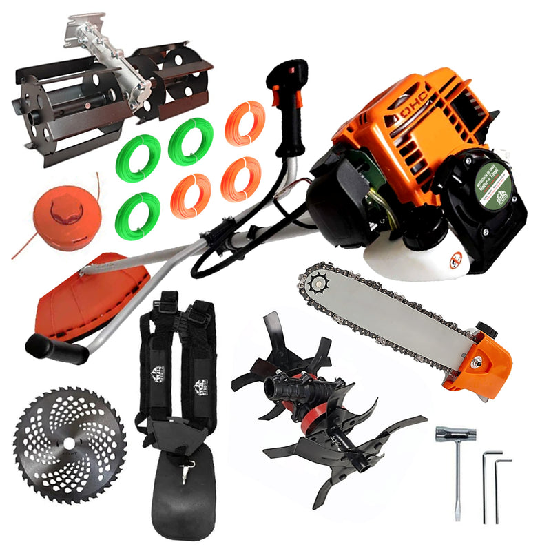 SET Motocositoare 4 Timpi ALPIN-PROFI Model 5650-8CP EXTRA-USOR, + 1xDISC VIDIA 230mm, Cap Drujba, Prasitoare, Cultivator, FIR TAIERE