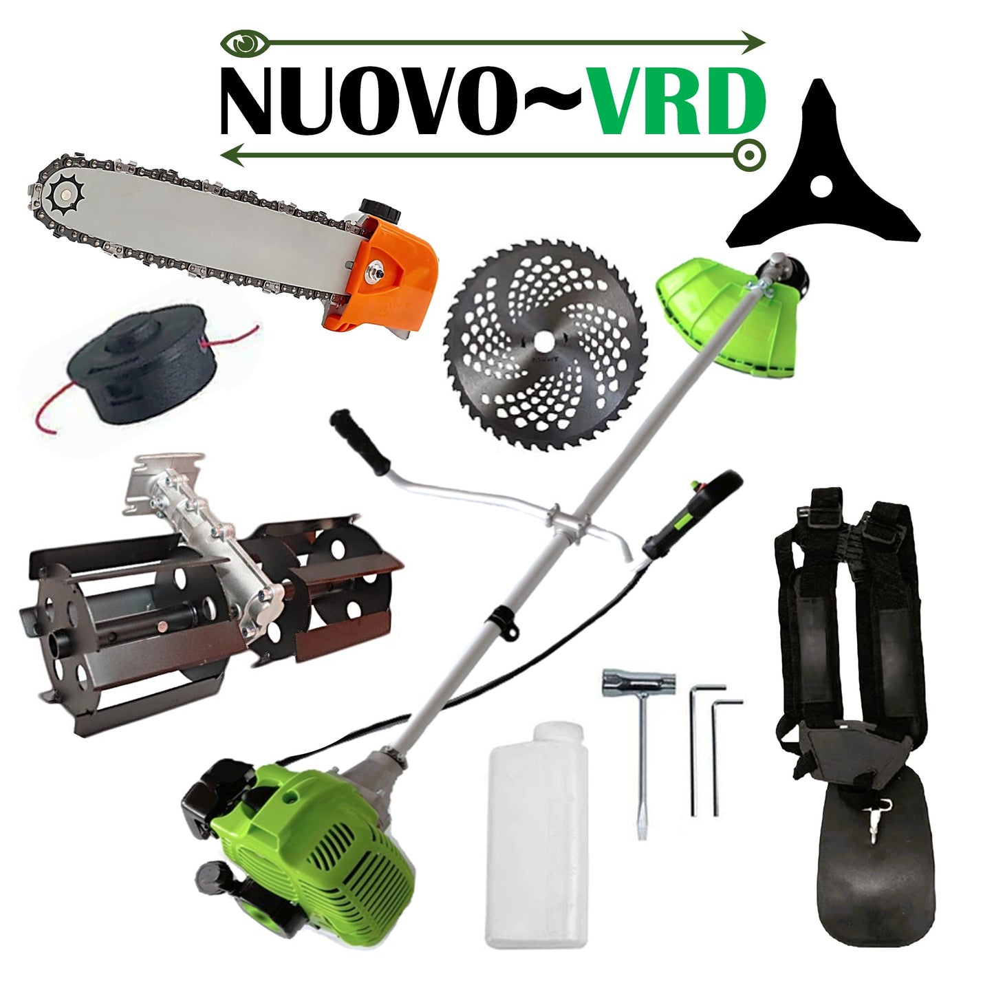 SET Motocositoare NUOVO-VRD Green Fuel-Efficient 3.4CP, Disc Vidia, Disc Stea, accesorii incluse, +PRASITOARE, +CAP DRUJBA