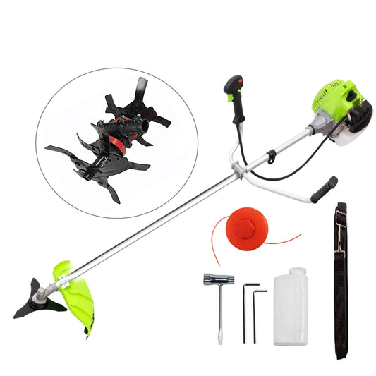 Pret B2B pentru Retail - Motocositoare pe benzina WolfSTAR, Set cu Tambur Fir + Disc Metal 3 lame, X5600PRO-8CP, Verde, +CULTIVATOR PREMIUM