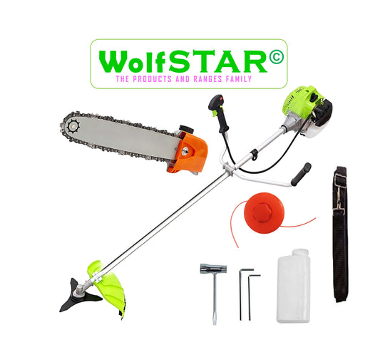 Motocositoare WolfSTAR, Set cu Tambur Fir + Disc Metal 3 lame, X5600PRO-8CP, Verde, +CAP DRUJBA