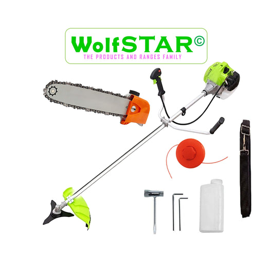 Motocositoare WolfSTAR, Set cu Tambur Fir + Disc Metal 3 lame, X5600PRO-8CP, Verde, +CAP DRUJBA