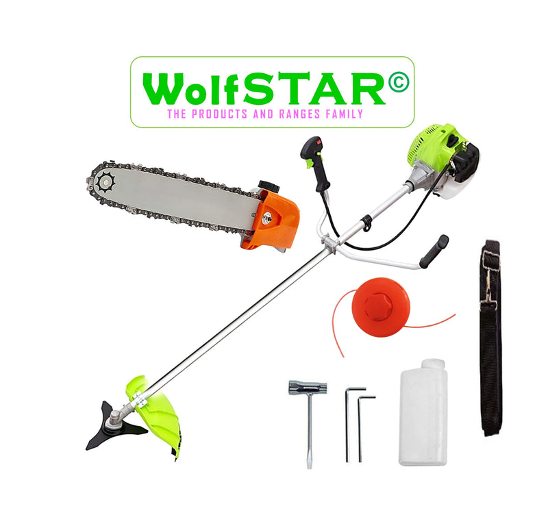 SEZONUL-OFERTELOR Pret B2B pentru Retail - Motocositoare WolfSTAR, Set cu Tambur Fir + Disc Metal 3 lame, X5600PRO-8CP, Verde, +CAP DRUJBA