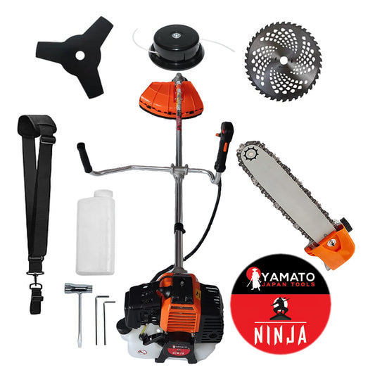 SET CAP DRUJBA+Motocositoare Multifunctionala YAMATO® JAPAN TOOLS Model NINJA-6CP, Negru-Portocaliu, cu accesorii si Discuri