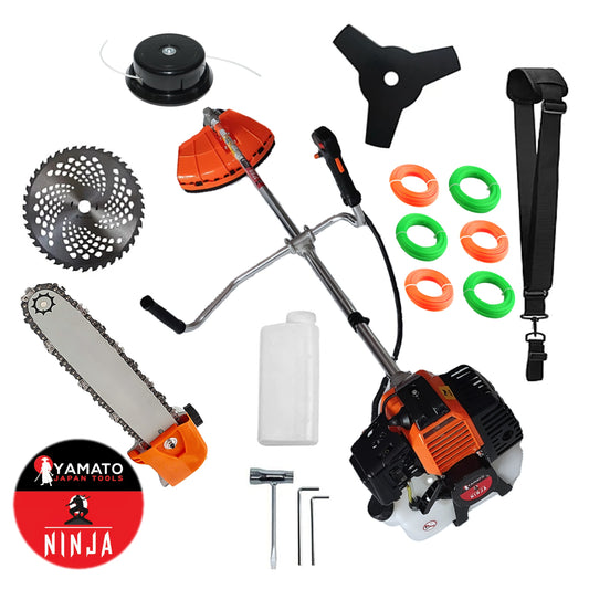 SET CAP DRUJBA+Motocositoare Multifunctionala YAMATO® JAPAN TOOLS Model NINJA-6CP, Negru-Portocaliu, cu accesorii+EXTRA Fire Taiere