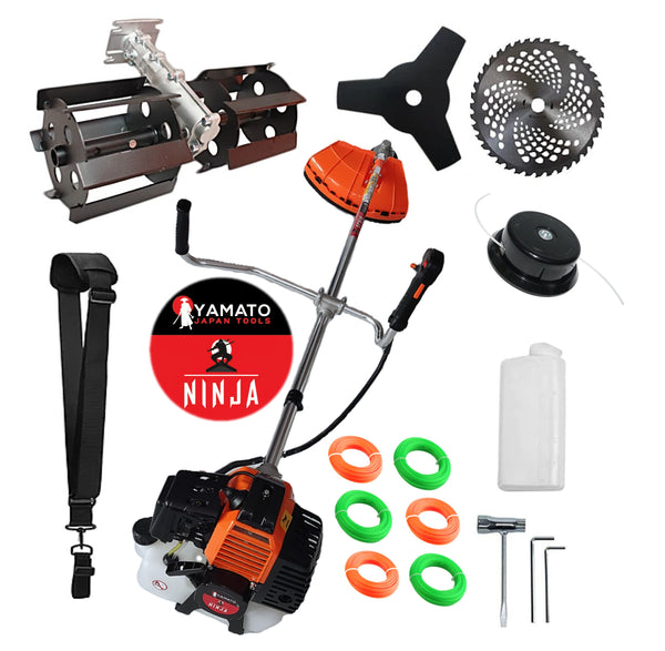SET PRASITOARE+Motocositoare Multifunctionala YAMATO® JAPAN TOOLS Model NINJA-6CP, Negru-Portocaliu, cu accesorii+EXTRA Fire Taiere