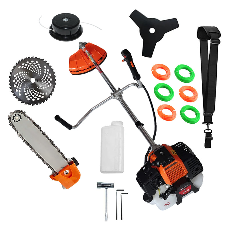 SET CAP DRUJBA+Motocositoare Multifunctionala YAMATO® JAPAN TOOLS Model NINJA-6CP, Negru-Portocaliu, cu accesorii+EXTRA Fire Taiere