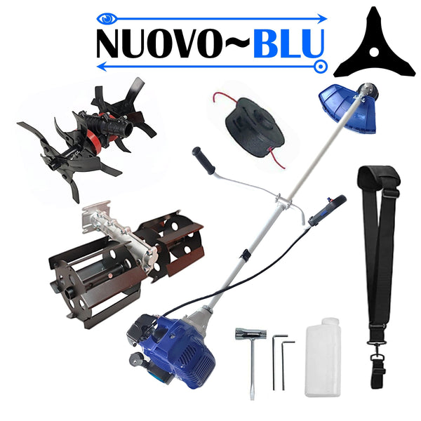 SET Motocositoare NUOVO-BLUe Fuel-Economy 3.4CP, Disc Stea, accesorii incluse, +PRASITOARE, +CULTIVATOR PREMIUM