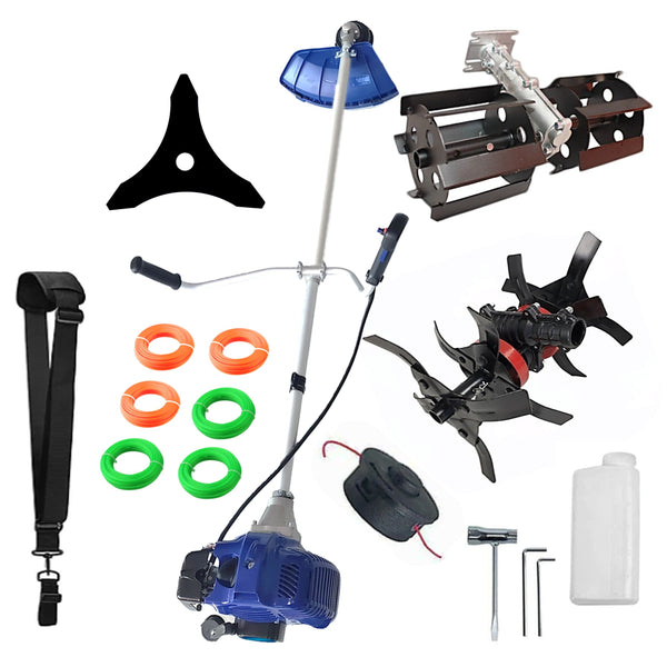 SET Motocositoare NUOVO-BLUe Fuel-Economy 3.4CP, Disc Stea, +PRASITOARE, +CULTIVATOR PREMIUM, EXTRA FIR TAIERE
