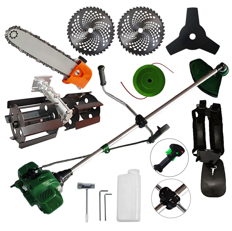 SEZONUL-OFERTELOR PRASITOARE + CAP DRUJBA + Motocositoare pe benzina NUOVO-VRD 6CP Verde, 2xDisc Vidia, Disc Stea, accesorii incluse