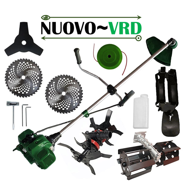 PRASITOARE + CULTIVATOR PREMIUM +Motocositoare pe benzina NUOVO-VRD 6CP Verde, 2xDisc Vidia, Disc Stea, accesorii incluse