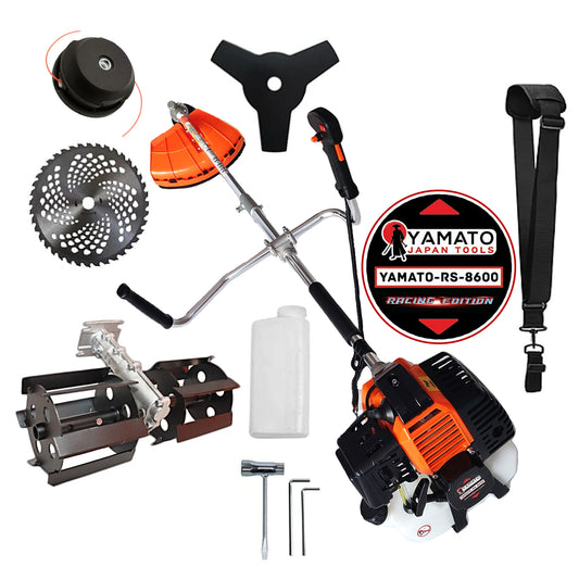 SET PRASITOARE+Motocositoare RS-8600 Multifunctionala YAMATO® Japan Tools, 6.3CP RACING EDITION, OrangeBLACK, accesorii+Discuri