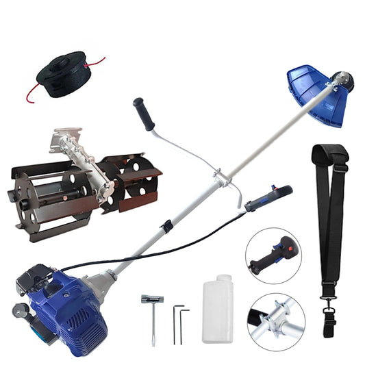PRASITOARE MECANIZATA pe benzina PENTRU GRADINA, NUOVO-BLUe Fuel-Economy 6CP, accesorii tuns iarba incluse