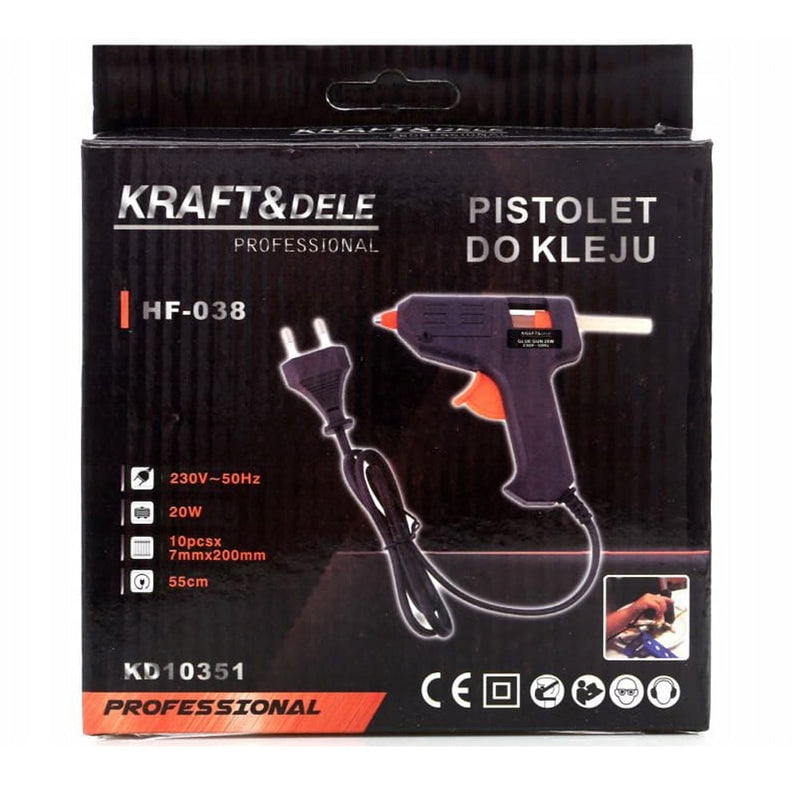 Pistol de lipit KRAFTSON % Import Polonia %  10351, 20W, 7 batoane de silicon incluse