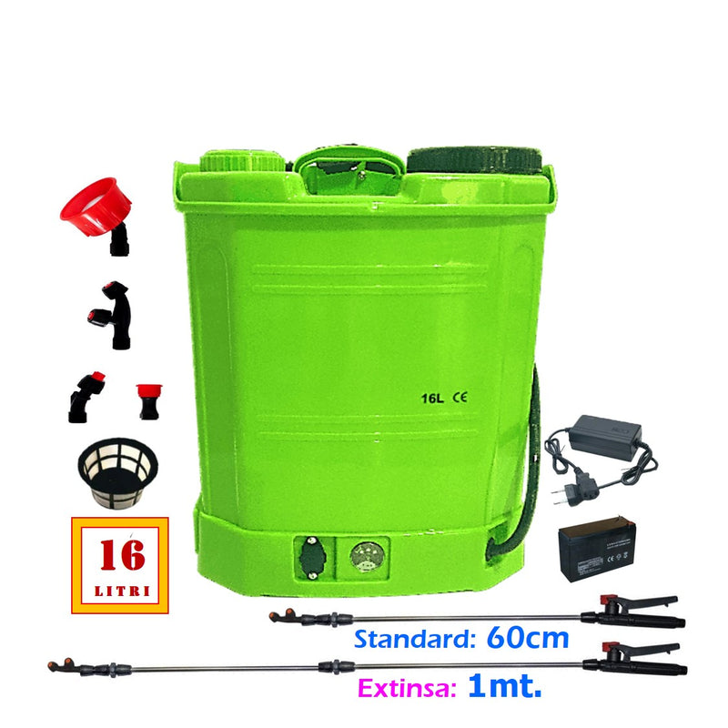 Pompa Stropit 16L VÖKNER Electrica cu Acumulator, Vermorel VERDE, tija extensibila 100cm, duze si incarcator incluse - VÖKNER Recomandat