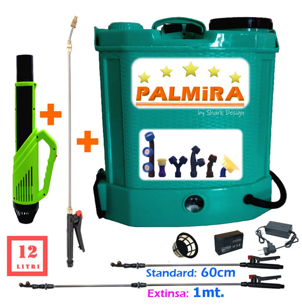 Pompa de stropit PALMIRA 12 Litri cu acumulator, plus atomizor, plus tija inox extensibila la 3 metri, Vermorel Blue