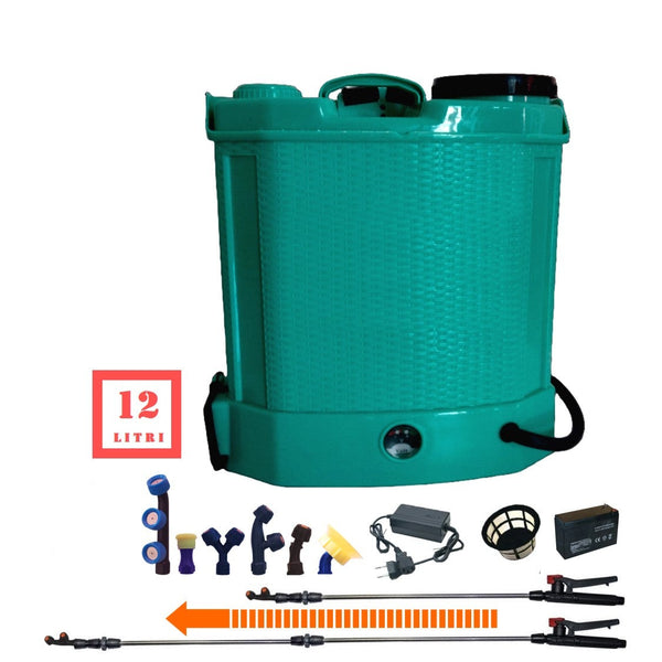 PALMiRA || SET Pompa Stropit Electrica cu Acumulator, 12 Litri, Vermorel 6 DUZE, tija extensibila 1m